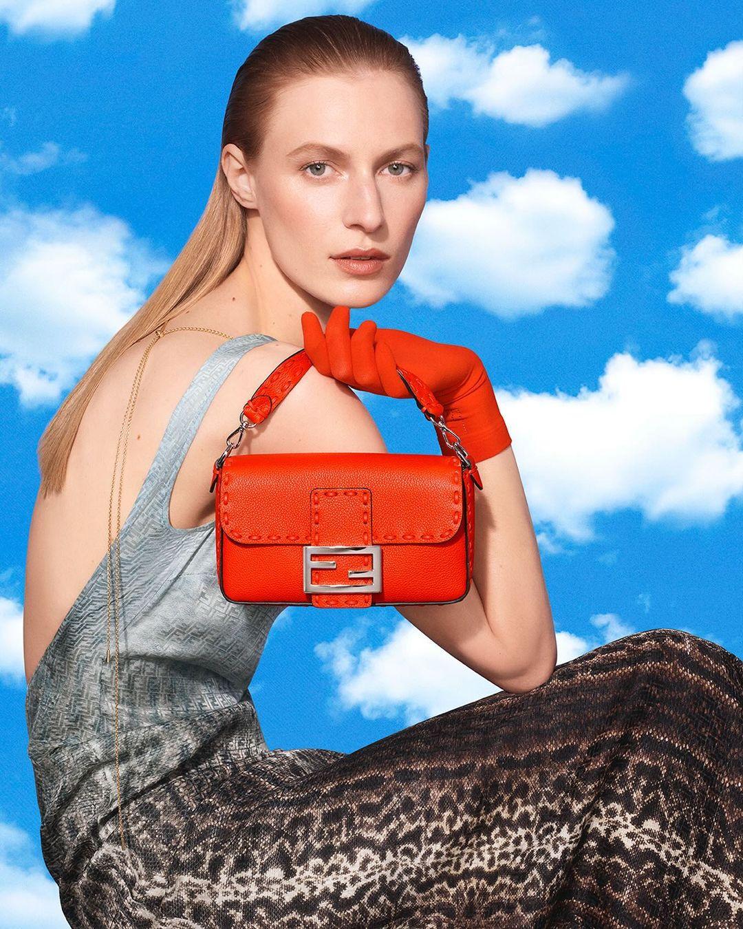 Washed silk in a karung print references Karl Lagerfeld’s Fendi Spring/Summer 1999 while the #FendiBaguette is embellished with #FendiSelleria stitching in a nod to the Maison’s very first bag line crafted nearly a century ago alongside Rome’s master saddlers.

The #FendiSS24 collection launches worldwide on 8 February.

Artistic Director of Couture and Womenswear: @mrkimjones 
Artistic Director of Accessories and Menswear: @silviaventurinifendi ​
Artistic Director of Jewellery: @delfinadelettrez​

Creative Direction: @ronnie.cooke.newhouse @karlbolander

Styling: @rizzo_olivier
Hair: @guidopalau
Makeup: @patmcgrathreal

Casting: @shelleydurkancasting
Model: @isitnobis

Photography: @stevenmeiselofficial

Set Design: @maryhoward_setdesign
