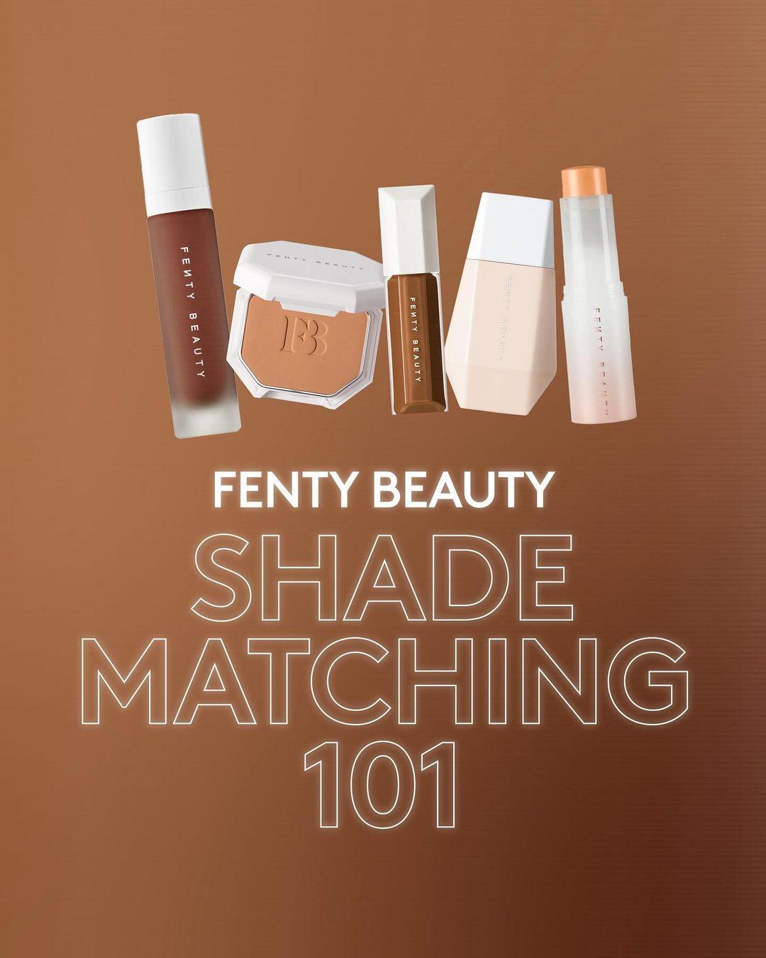 Shade Matching is ✨kind of✨ our thing 👏🏿👏🏽👏🏻 🖤 Swipe right to peep ALL the tips, tricks + tools you can use to #FindYourFentyMatch, boo! 💯 And don’t forget to save this post for later. 

Shade Matching Tools ⤵️
💻 Tap into our Virtual Try-On tool on fentybeauty.com

💬 Slide into our Instagram DMs with “What’s my shade?” to take a short quiz to find your foundation shade OR #FentyConcealer to find your We’re Even shade 

🤳🏾 Head over to our TikTok @fentybeauty to try our #ProFiltr and #EazeDrop Shade Matching filters

🛍️Head to your local @sephora or @UltaBeauty to get shade-matched IRL

✨ Compare the #ProFiltr collection with the #EazeDrop collection to find your perfect match

✨ Use your #ProFiltr shade as a starting point to find your We’re Even concealer match