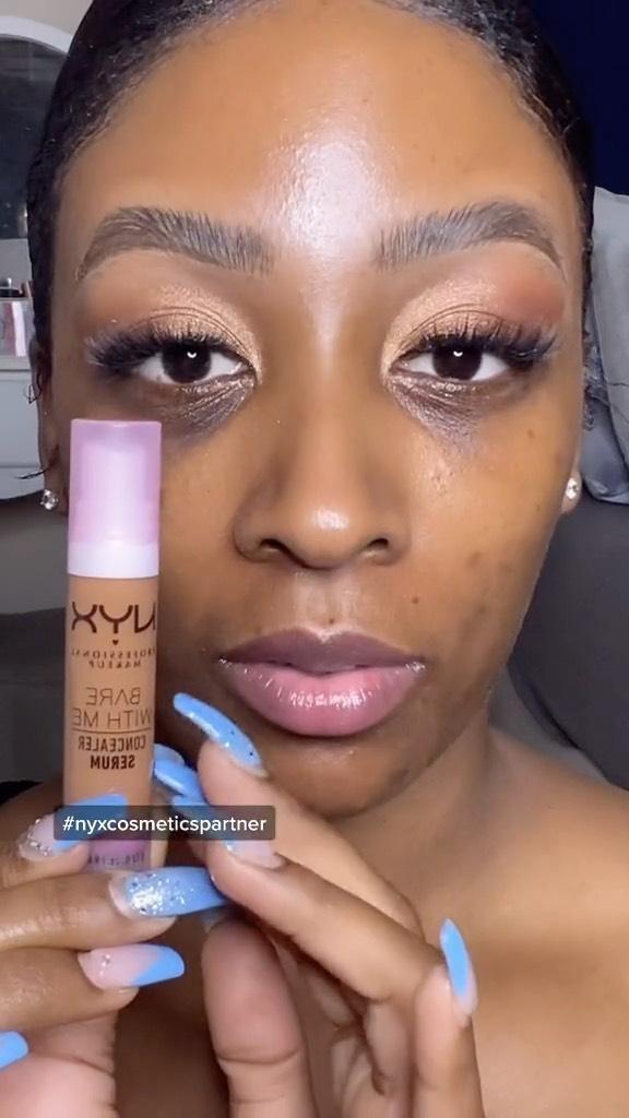 We're leaving dark circles in 2021 with the help of our new Bare With Me Concealer Serum! 👏 @_misskrissym slays instantly brighter under-eyes with a quick blend ✨ • #nyxcosmetics #nyxprofessionalmakeup #cruelyfreebeauty #veganformula