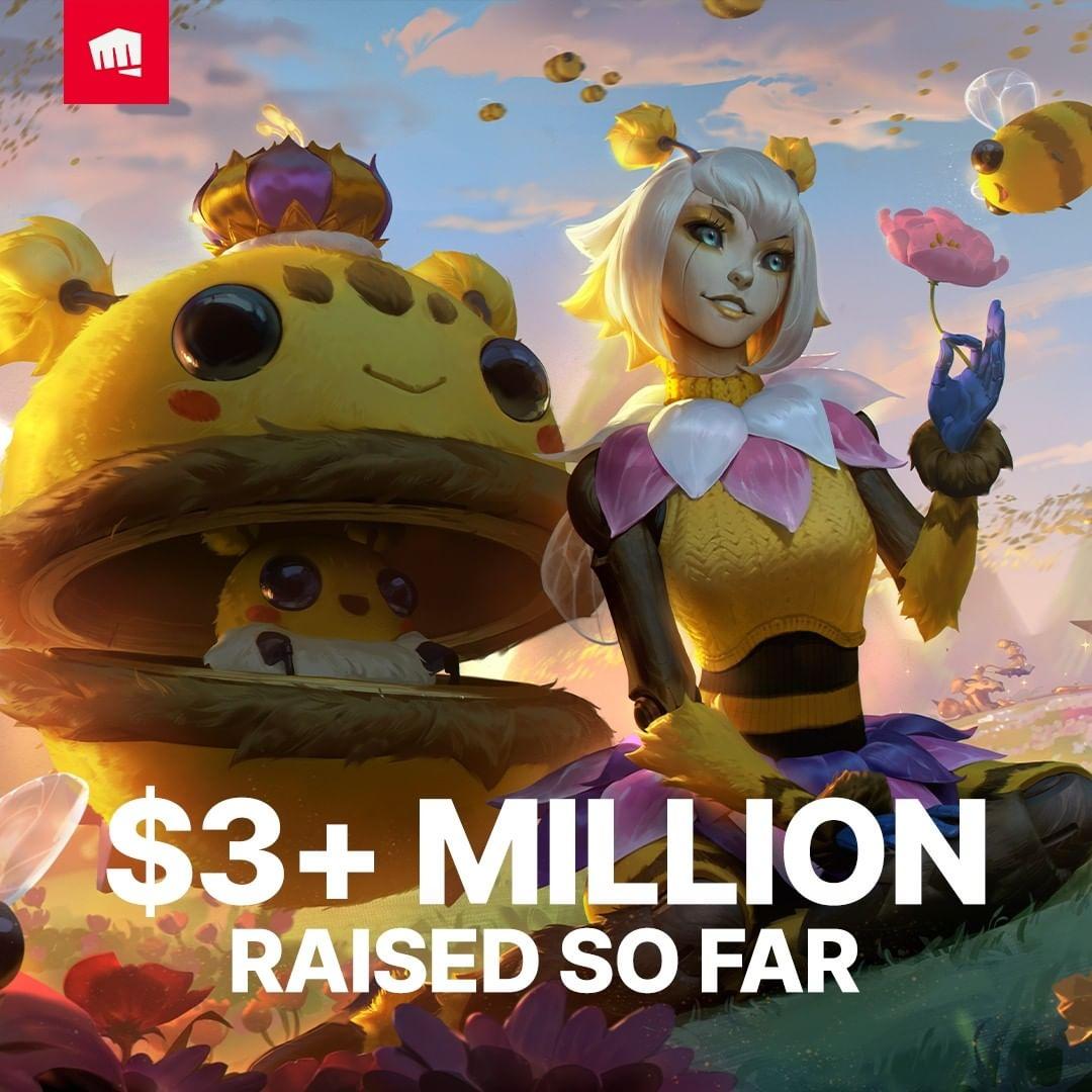 
 Thank you to players around the world who have raised more than $2m to support relief in Eastern Europe so far! With contributions from Riot, that brings the total to more than $3m to date. 

There is still time to donate ❤️ 
Link in Stories to learn more 🔗 
 