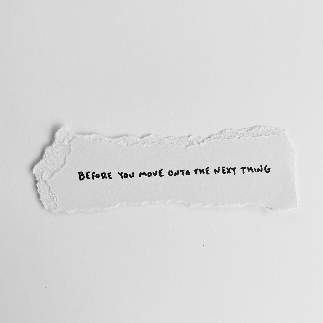 class="content__text"
 Before you move onto the next thing,
pause.
Sit with what is.
Just for a moment.
Open your hands
and let go
of what you’re holding tight.
Breathe deep
and exhale the heaviness
that’s been trapped inside.
Before you move on,
find yourself in these words:
Life is not a race
and you are not behind.

•
•
•
•
•

 
 #writtentospeak #createdtocreate #ChristianLiving #Faithblogger #christiancreative #handlettering #poetryofig #faithquote #igpoetry #butfirstjesus #littlereminders #faithpost #poets #madewords #quotes #justhappytobehere #mentalhealth #chickfila #podcast #remindersfortoday #keepgoing #poetsofinstagram #poetrygram #writerstag #poetscafe #wordsofwisdom #poetriesgram #writerspocket #writingcommunity #spilledinkpoetry 
 