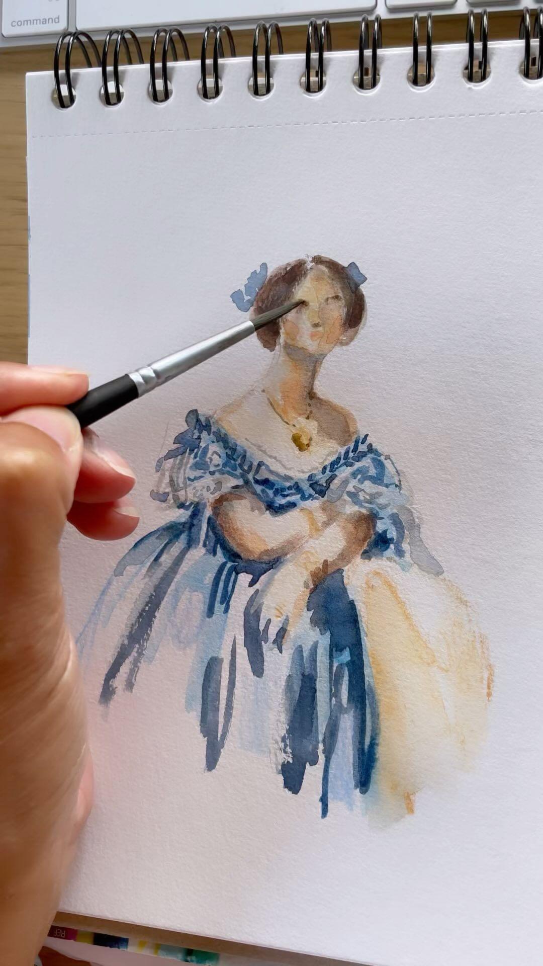 class="content__text"
 A quick Sunday watercolor sketch inspired by Ingres. What do you think? 
 #ingres #jeanaugustedominiqueingres #sundaysketches #watercolorsketching #watercolorpencil #gildedage #sketchbookproject 
 