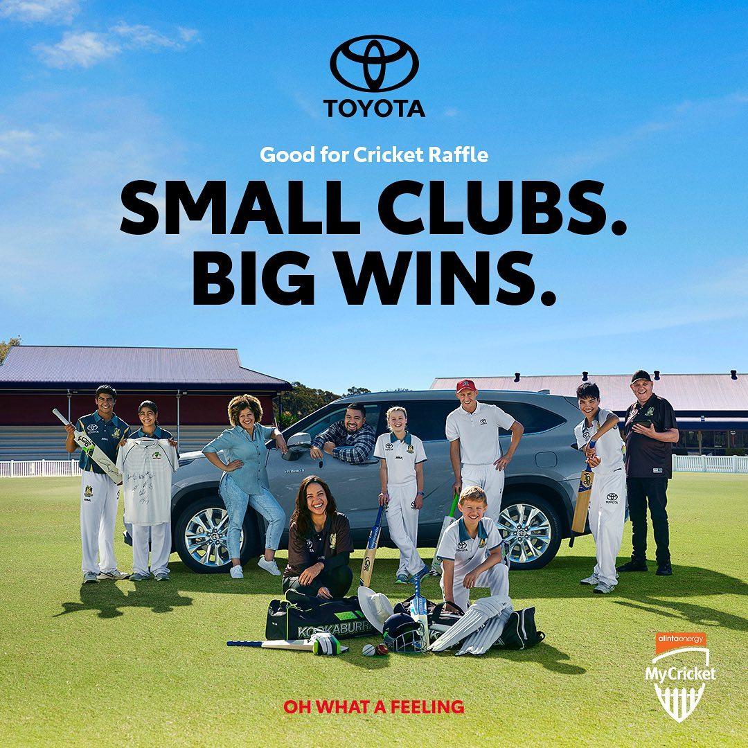 
 The @toyota_aus Good for Cricket Raffle is back! There’s 3 brand-new Toyota’s up for grabs and tickets are still only $5. Start fundraising today. Link in bio 
 