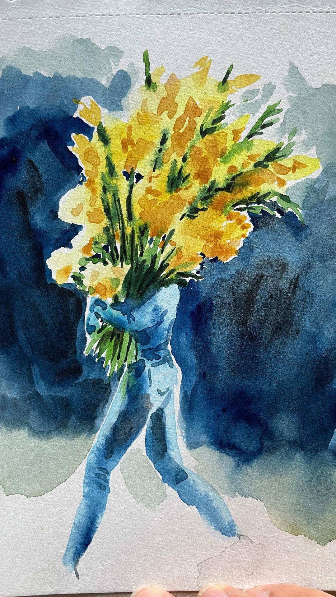 class="content__text"
 A quick watercolor sketch inspired by @carlacoulson photography 💐 
.
.
.
 #flowerloversofinstagram #watercolorsketchbook #yellowflowers🌼 #parisianvibe #illustratingbeauty #quicksketchartist #walktosee #fashionillustrationsketch 
 