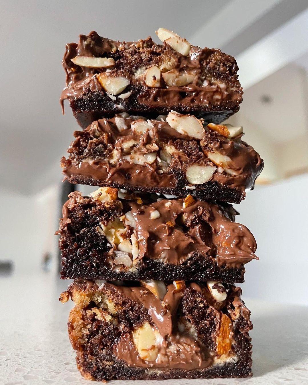 class="content__text"
 Nutella and Almond Brownies 🥰 (@blissfulbrownies.mtl) #TasteMontreal 
 