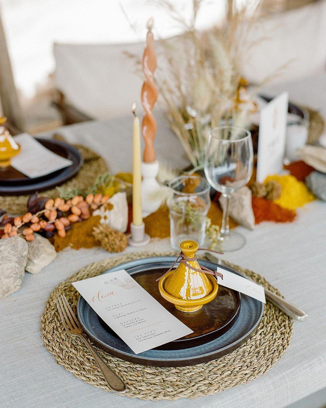 class="content__text"
 Close up on @oliverflyphotography and @studiomcgarry’s spiced up welcome dinner tables in the Moroccan desert - currently on @brides 

@rebeccayale @missrose_by_perrine @whiteedenweddings @cremedepapier 
 