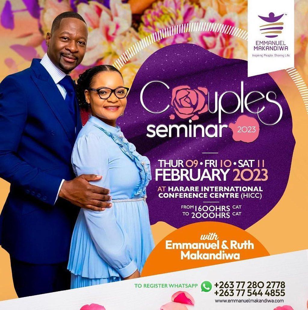class="content__text"
 Join us for the Couples Seminar on this coming Thursday, Friday and Saturday with Prophets @emmanuelmakandiwa and @ruthemmanuelmakandiwa 

 #couples 
 
