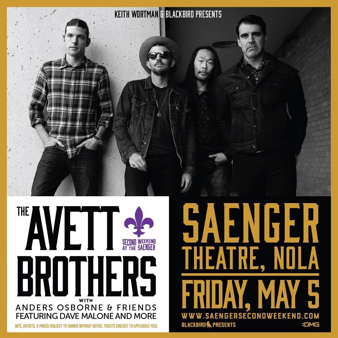 class="content__text"
 We’re coming to @saengernola on Friday, May 5! Special opening performance by New Orleans legends @andersosborne &amp; Friends featuring Dave Malone and more. Pre-sale starts tomorrow (2/09) @ 10am CT. Visit http://SaengerSecondWeekend.com/presale and use code NOLA23 to get your tickets. #jazzfest #secondweekend 
 