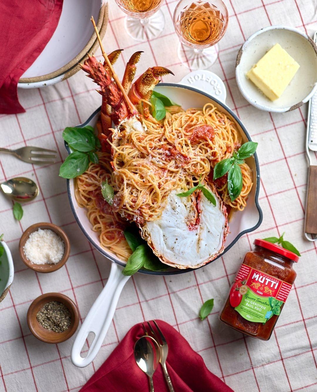class="content__text"
 Don’t waste your money on a set menu at a fancy restaurant for Valentine’s Day when you can whip up this lobster spaghetti in no time with the help of a jar of @muttipomodoroau Gourmet Pasta Sauce Rossoro Tomatoes With Genovese Basil. You only need a few ingredients and you’ll have a romantic meal for 2 in no time! If lobster isn’t within your budget, you can easily swap for some prawns and it will still be a dish to remember. ⁠
⁠
1/2 cooked lobster in shell⁠
2 tbsp extra virgin olive oil⁠
Salt and pepper⁠
200g spaghetti⁠
200g MUTTI Gourmet Pasta Sauce Rossoro Tomatoes With Genovese Basil⁠
125ml cup white wine⁠
Basil leaves, to serve⁠
Parmesan, grated to serve⁠
⁠
Preheat the grill to high.⁠
⁠
Lightly coat the meaty side of the lobster with 1 tablespoon of olive oil and season with salt and pepper. Place under the grill, meaty side up and do not flip over. Grill until thoroughly heated through, remove and set aside. ⁠
⁠
Meanwhile, place the spaghetti in a large saucepan of boiling salted water and cook to 1 minute under the packet instructions. Drain and reserve some of the pasta water. ⁠
⁠
Heat the remaining 1 tablespoon of oil in a frying pan, add the MUTTI sauce and white wine until heated through. Using tongs, add the pasta and a little pasta water and cook until pasta is cooked. ⁠
⁠
Serve the pasta with the lobster, basil leaves and grated parmesan. ⁠
⁠
 #sponsored #ad 
 