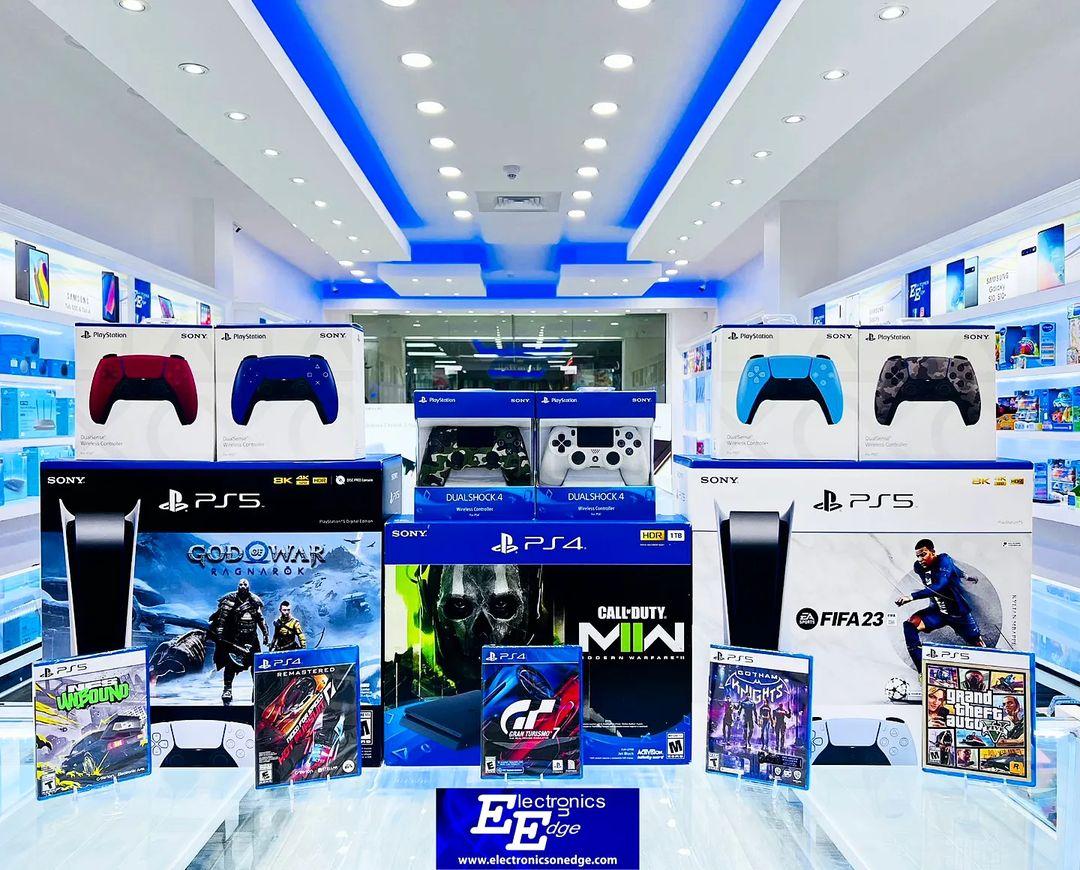 class="content__text"
 Whatever Playstation Device / Accessory You Want We Have It. Come Check Us Out Today In Our Sheraton Location.

Playstation 4 Call Of Duty Bundle - $1,345

Playstation 5 
Digital Version God of War Bundle - $1,699
Disk Version Horizon Bundle - $1,799
Disk Version God Of War Bundle - $1,859
Disk Version Fifa 2023 Bundle - $1,899

Games / Controls / Headsets All Available. 

One Year Warranty. We Deliver Also, You Can Pay By Cash Or Card.

Sheraton Mall Location: 437-8707
WhatsApp MESSAGE Only: 231-6824 / 826-9086

Website: www.electronicsonedge.com
Follow us @electronics_on_edge_ltd 
 