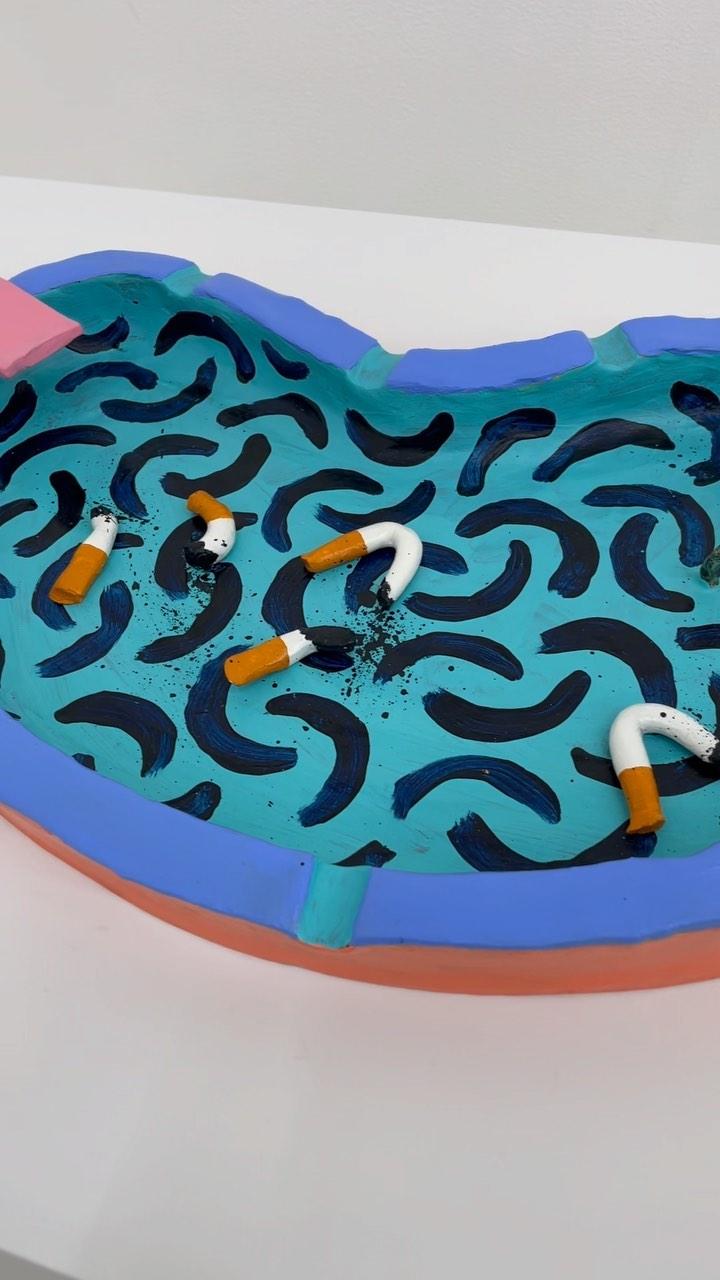class="content__text"
 Jake Clark's 𝙎𝙖𝙡𝙤𝙣 𝙃𝙞𝙜𝙝𝙡𝙞𝙜𝙝𝙩 opens this Saturday, March 4th from 6-8pm at Louis Buhl. Tap the link in bio to learn more!⁠⠀
⁠⠀
The ashtrays came into play through experimenting with leftover bits of clay from his larger vessels, and have since become a signature of Clark’s practice. Special about the series, it is the first time the artist has worked in bronze, noting the experience of painting atop the surfaces was much different than with his typical use of clay; each sculpture required three to four layers of paint to achieve the desired result. The casts were pulled from a mold Clark made for a previous clay piece and were then produced at a foundry. Once the raw works were produced, he welded the cigarette butts onto the ashtrays in varying positions to lend each one unique qualities. ⁠⠀
⁠⠀
Like all of his works, the sculptures are not “perfect;” their unrefined texture reveals hints of Clark’s hand and mimics the charming but simultaneously flawed nature of Los Angeles, New York, Melbourne, and the many other locations throughout the world that ignite his colorful creations. ⁠⠀
⁠⠀
@JakeClarkjakeclark #JakeClark #LouisBuhl 
 
