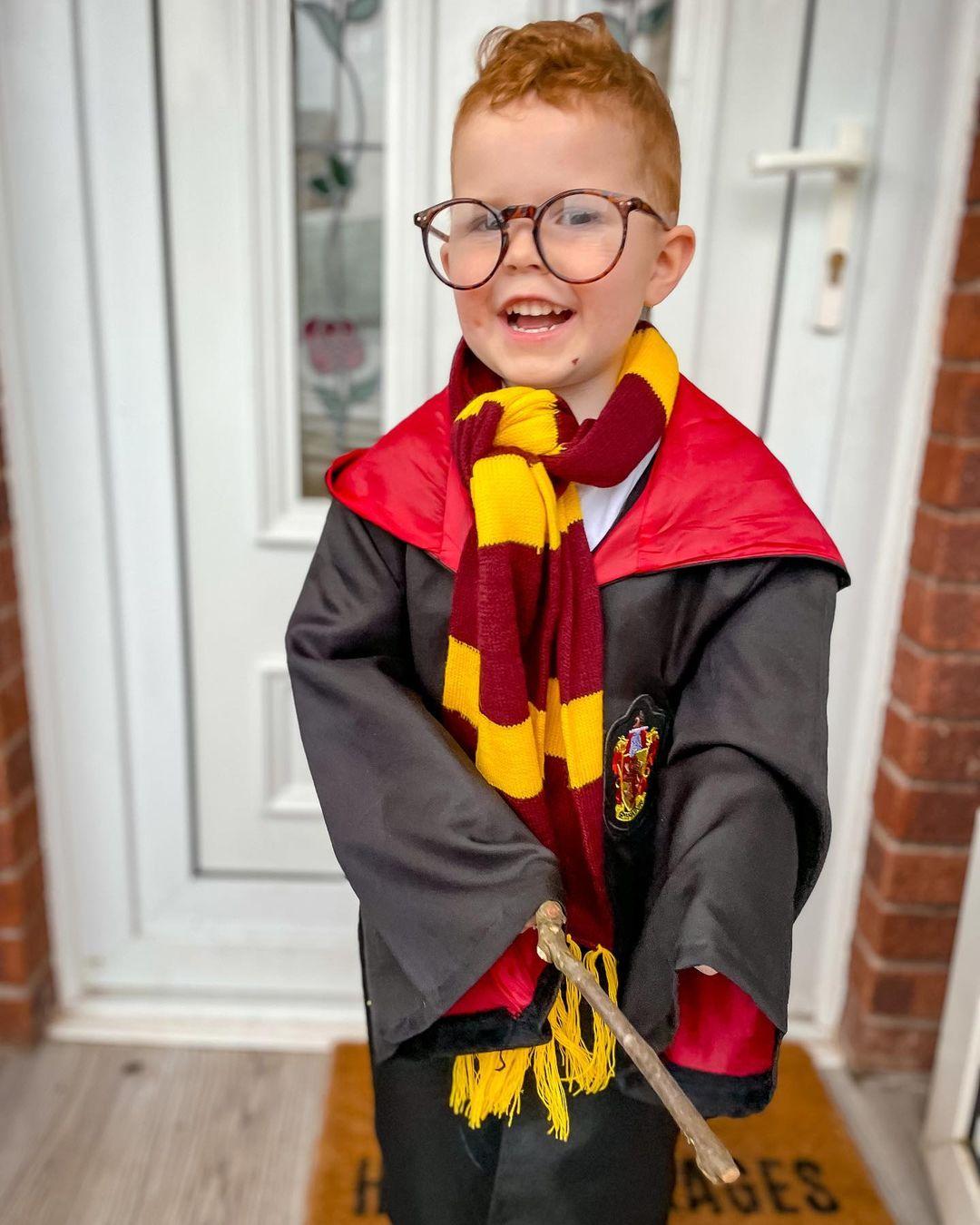 class="content__text"
 "Red hair and a hand-me-down robe. You must be a Weasley."
Well actually it’s Harry Potter, as he was adamant he was Harry Pot Pot as he calls him.
Happy Belated World Book Later.

 #worldbookday #worldbookdaycostume #harrypotter #ronweasley #magical #fancydress #saturdayvibes #schoollife 
 