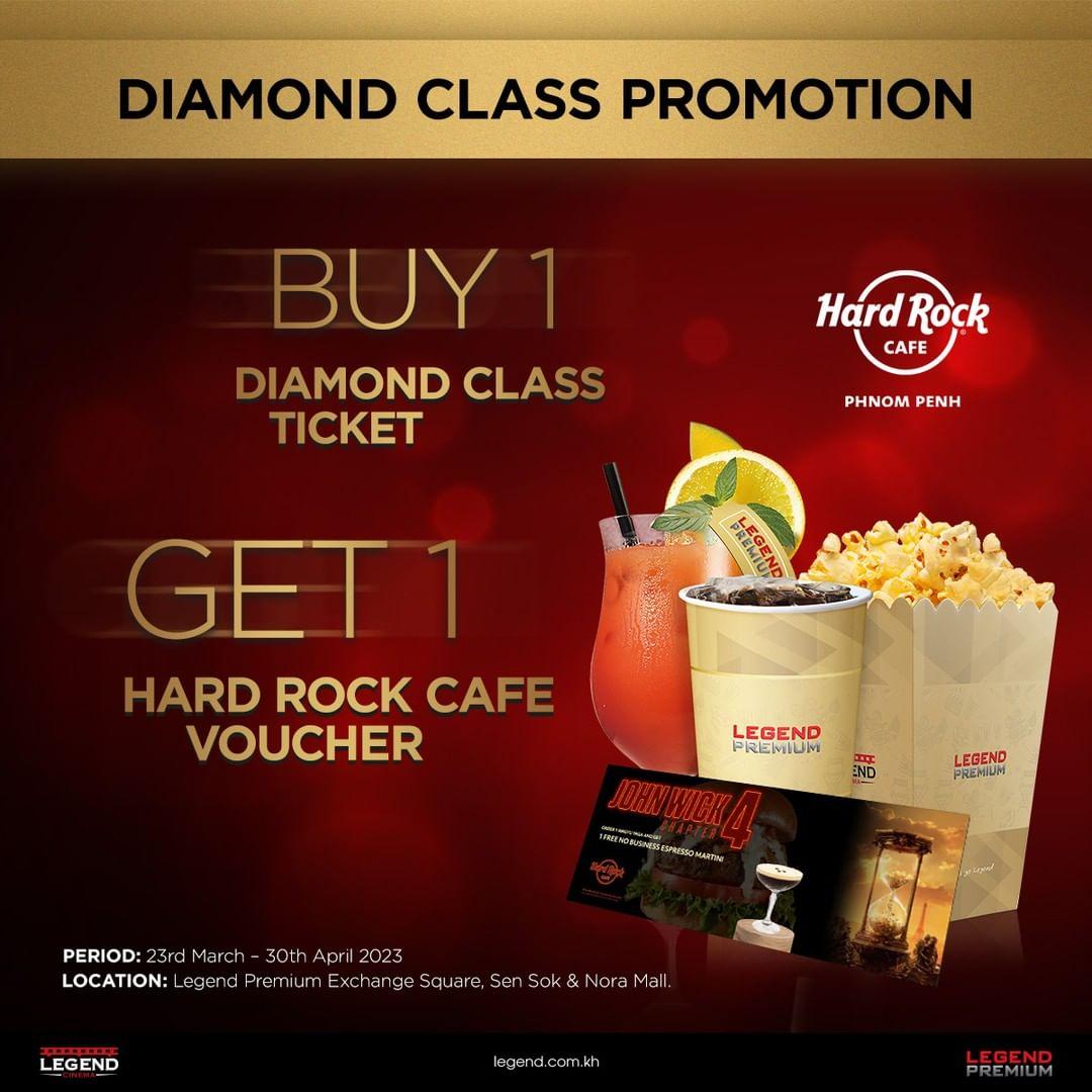 class="content__text"
 Enjoy our Buy 1 Get 1 Free !!! For Any Purchase of Diamond Class, you will get a voucher from Hard Rock Coffee which you can get 1 free No business Espresso Martini with the purchase of Wagyu Yaga.
- This Promotion is available in all Movie in Diamond Class
- until April 30.
- Available at 
📍Legend Premium Exchange Square 
📍Legend Premium Noro Mall
📍Legend Premium Sensok

 #LetsGoLegend #JohnWick4 #DiamondClass 
 