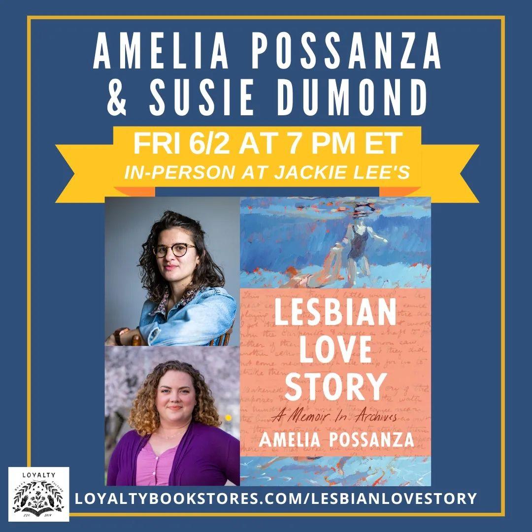 class="content__text"
 FRI 6/2 @ 7 PM ET **IN-PERSON @ JACKIE LEE'S**: Loyalty is super psyched to return to @jackielees.dc (one of our faves!) to celebrate LESBIAN LOVE STORY w/ @apossanza &amp; @susiedoom ! Special cocktails! Lesbians! Love! Books! Friends! Truly, we can't think of a better way to kick off Pride Month! Get tix + more info on our website, under events!

Lesbian Love Story is an intimate journey into the archives—uncovering the romances and role models written out of history and what their stories can teach us all about how to love.

 #LoyaltyBookstores #AmeliaPossanza #SusieDumond #LesbianLoveStory #CatapultBooks #JackieLees #QueerReads #Bookstagram #QueerBooks #AuthorEvent #BookEvent #QueerOwnedBookstore #Lesbeans #Memoir 
 