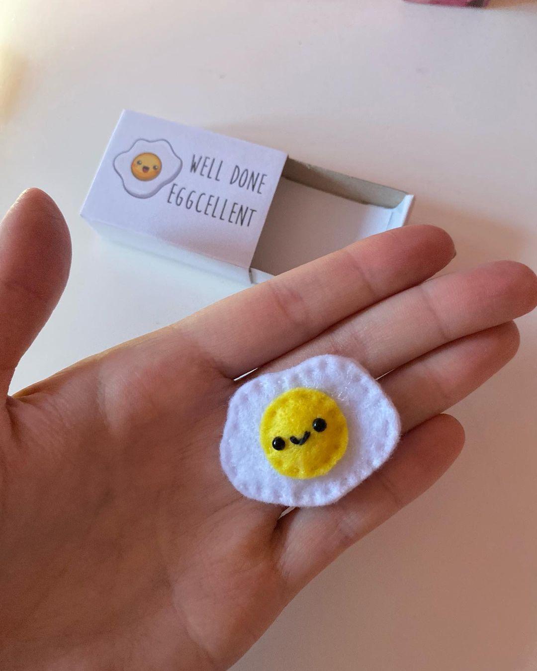 class="content__text"This is a perfect gift for someone who has just passed an exam or driving test! Mini fried egg magnet matchbox gift 🍳 #egg #fried egg #eggmagnet #birthdaycard #welldonecard #novelty #humour #pun #fun #love #cute #handmade #congratulations #etsy #etsyseller #welldonegift #instagram #instadaily #instagood #instalike #instalove #craft #crafter #crafty #felt #maker #exams #exam #examresults #instagramhub