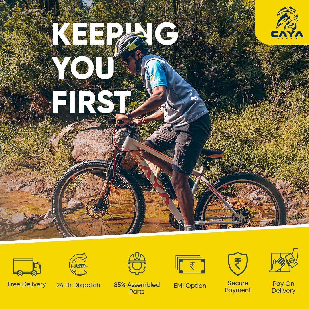 class="content__text"
 Hassle-free experiences, satisfied customers. 
Experience a smooth shopping experience with Caya Bikes. 

Free Delivery ✅️
24 Hr Dispatch ✅️
85% Assembled Parts ✅️ 
EMI Options ✅️
Secure Payments ✅️
Pay On Delivery ✅️ 

Shop now! 
.
.
.
 #caya #cayabikes #cayaindia #roarwithcaya #bicycle #cycle #cycling #bike #detailing #bikelife #instabike #kidsbike #adultbike #ride #biker #instacycle #streetbike #bikergang #bicycleriders #bikestagram #rideout #bestbikes 
 