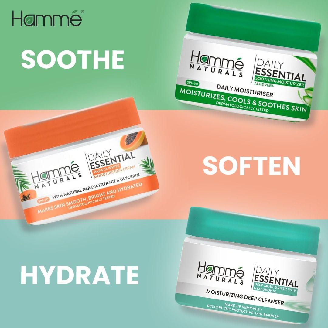 class="content__text"
 Experience the perfect balance for radiant, velvety-smooth skin with our Moisture Trio. 
Soothe, soften, and hydrate with the power of papaya for gentle exfoliation, aloe vera for suppleness, and hyaluronic acid for deep moisture retention. 

Visit our website: www.hamme.com.pk

 #hammenatural #hamme #beautyhacks #skincaretips #skinserums #haircarerange #facewash #hammenaturals #hygiene #womenbodycare #sale #SaleAlert #discounts #gift #bucket #giftideas #handmade #gift #love #giftsforher 
 