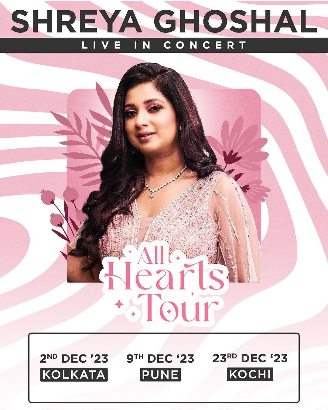 Kolkata, Pune and Kochi are you ready?! Bringing my All Hearts Tour to your cities this December! Get your tickets soon! Can’t wait to sing my heart out for you all 🩷🎶🎤 #AllHeartsTour
