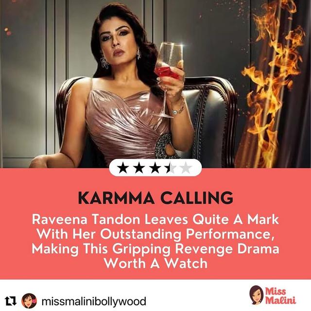 ♥️🙏🏻 #Repost @missmalinibollywood with @use.repost
・・・
#MissMaliniReviews: ‘Karmma Calling’ is a tale that slowly unfolds one revengeful twist at a time. @officialraveenatandon grabs all the attention with her outstanding performance as ‘Indrani Kothari’, whose strong and fierce character sets a tone for the series. @namrata.sheth, @varunsood12, and @waluschaa leave a mark with their performances. The cliffhanger ending surely was unexpected, and it does leave you with a craving for closure. So when is season 2 dropping?😉 - @alicecarapeter, Content Head 🌟

#karmmacalling #raveenatandon #varunsood #namratasheth #waluschadesousa #webseries #review #entertainment #thriller #revenge #show #actors #celebrity #mustwatch #MissMaliniStatic #MissMaliniExclusive