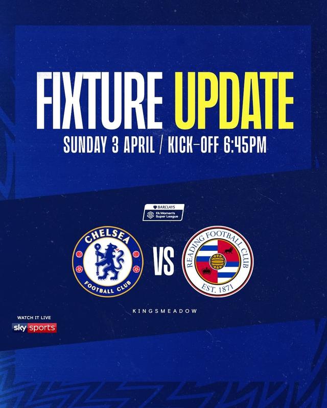 The details for our @barclaysfawsl match at home to Reading have been confirmed! 🤝 #CFCW #CFC #Chelsea