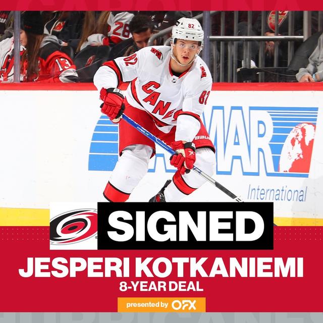 
 Eight more years for @jesperikotkaniemi with the @Canes ! 🌪️ #NHLTradeDeadline 
 