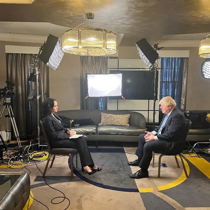 class="content__text"
 We sit down with Former UK Prime Minister, Boris Johnson @borisjohnsonuk who says the U.S. must pay now or pay later when it comes to the war in Ukraine, his phone call with Vladimir Putin, his visit today with Republicans to encourage more aid to Ukraine, his thoughts on Trump, Biden and the future role of the British monarchy. @abcnewslive Prime 
 