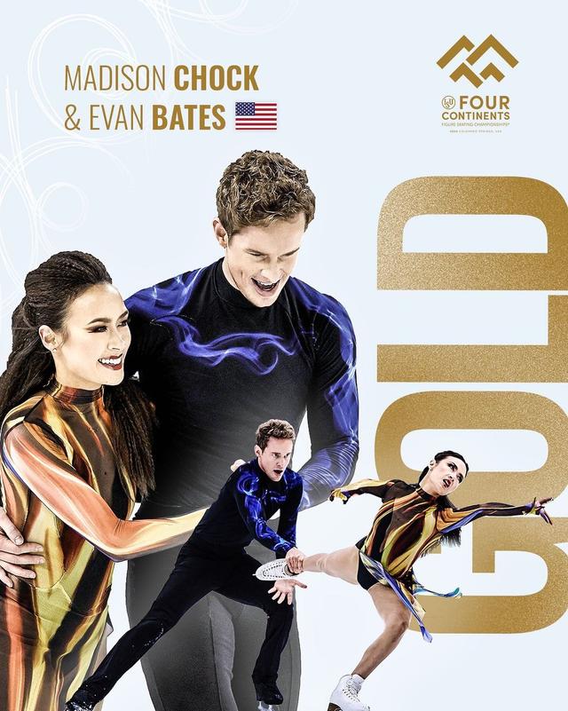 class="content__text"
 Madison Chock and Evan Bates 🇺🇸 took their third #4ContsFigure title in style 🤩

They put out a mesmerizing performance of their dance to “Souffrance” and “Les Tectoniques”, portraying the spirits of air 💨 and fire 🔥 . 

Use 1️⃣ word to describe the couple 👇 

 #FigureSkating 
 
